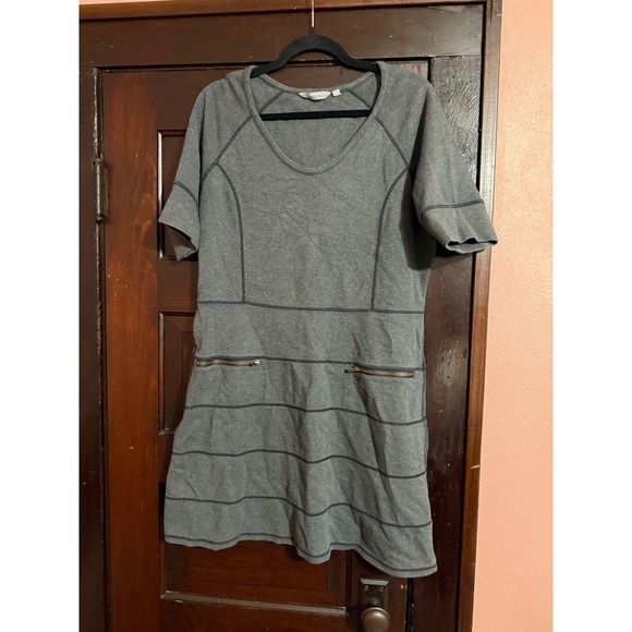 Athleta Dresses & Skirts - Athleta Womens Gray Short Sleeve Zip Pocket Active Dress Style 918982 Size L